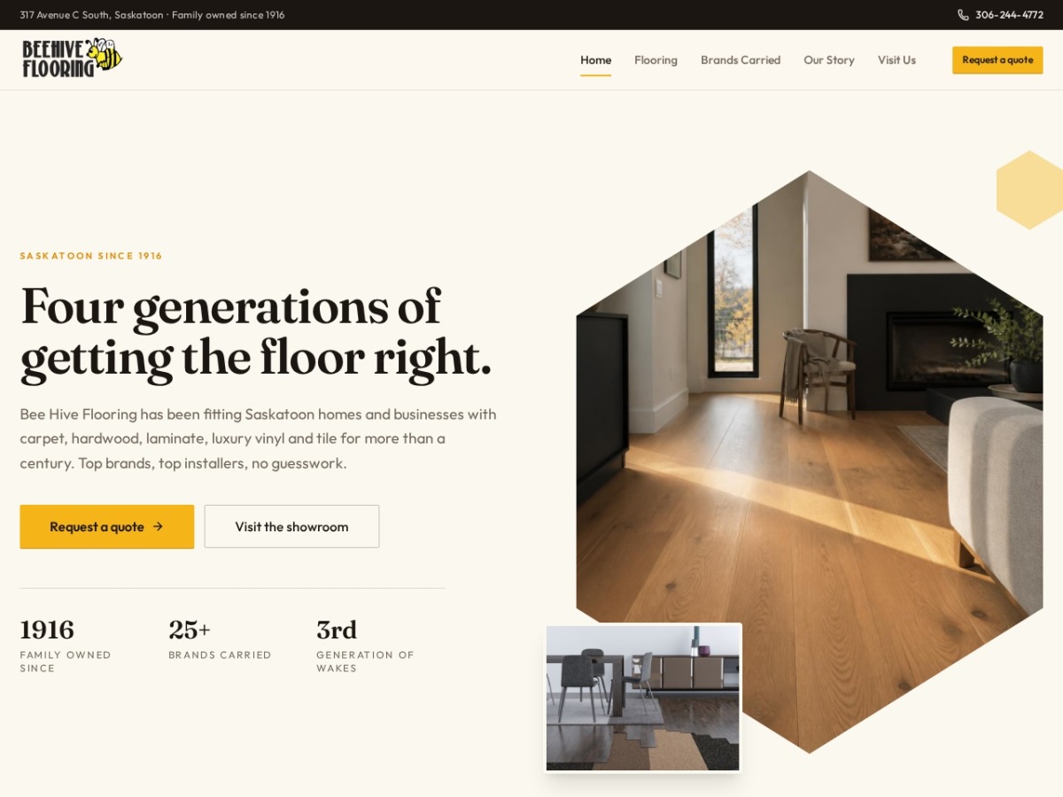 BeeHive Flooring website screenshot