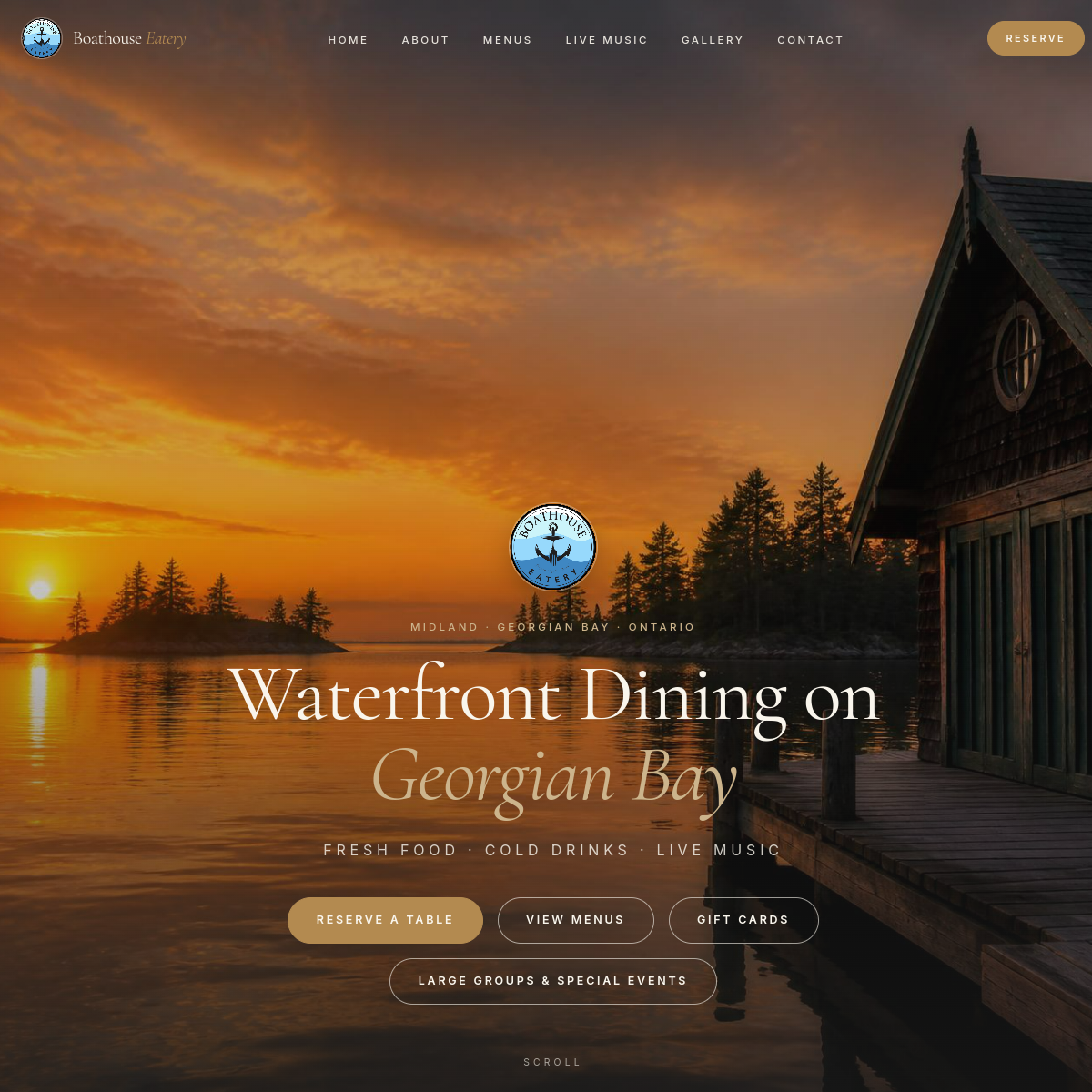 Boathouse Eatery website screenshot