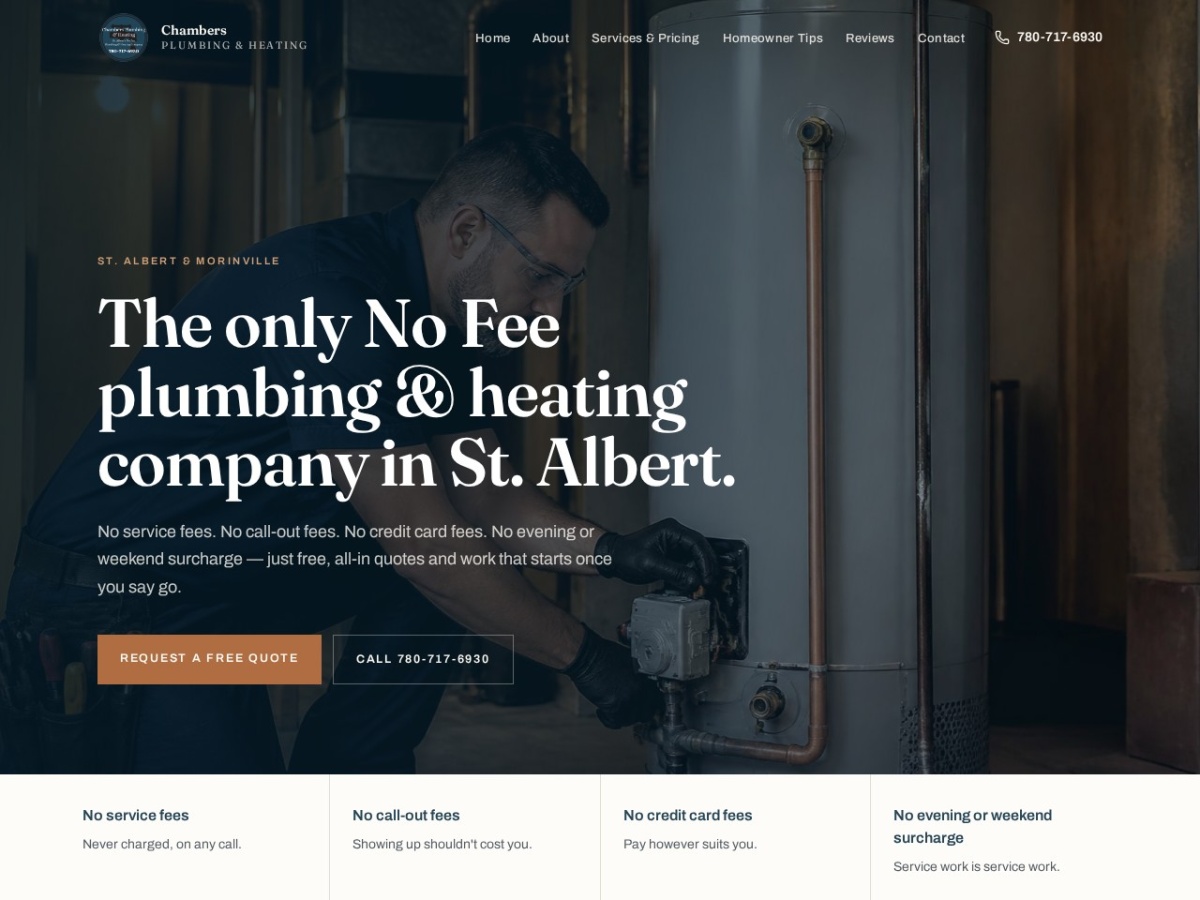 Chambers Plumbing & Heating website screenshot