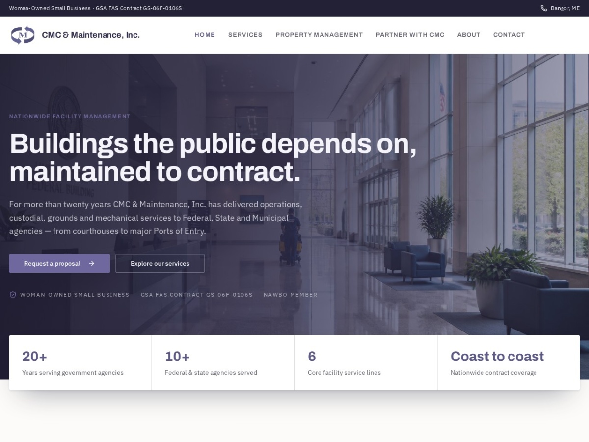 CMC Maintenance website screenshot