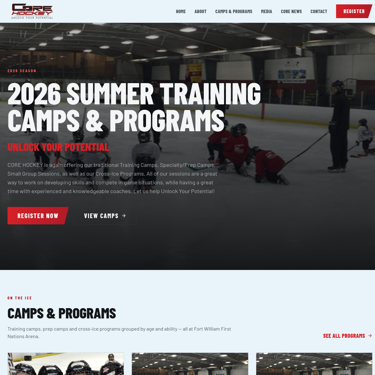 Core Hockey website screenshot