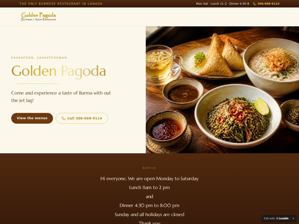 Golden Pagoda website screenshot