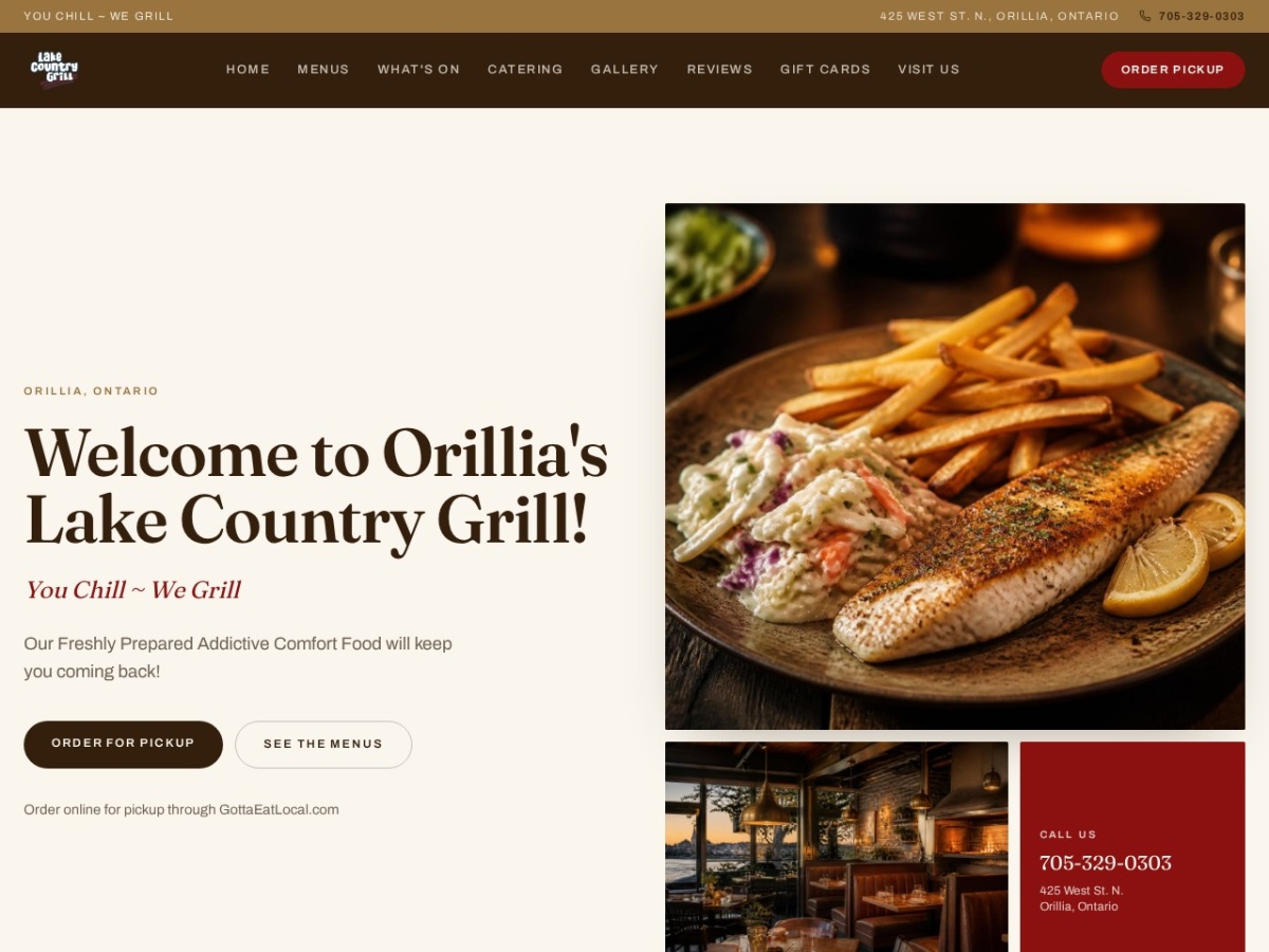 Lake Country Grill website screenshot