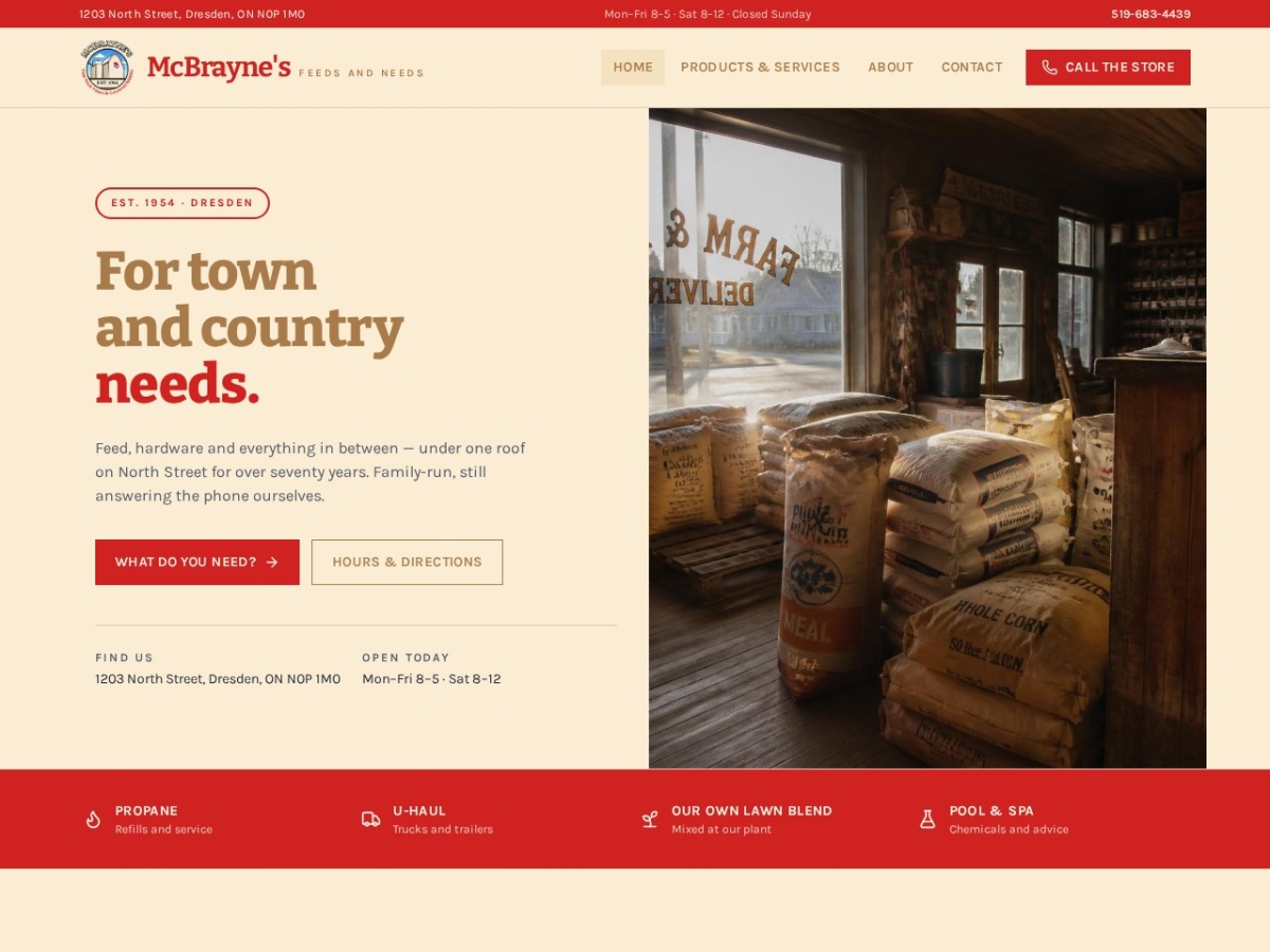 McBrayne’s Feeds ‘n Needs website screenshot