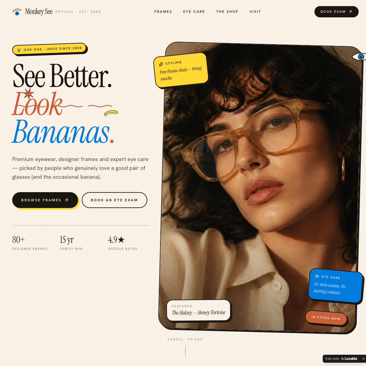 Monkey See Optical website screenshot
