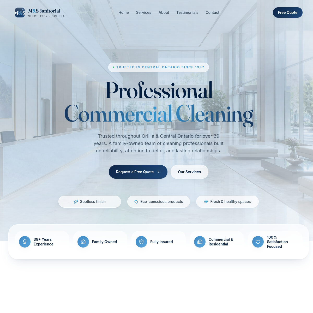M&S Janitorial website screenshot