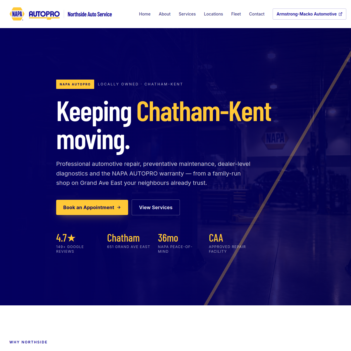 NAPA Northside Chatham website screenshot