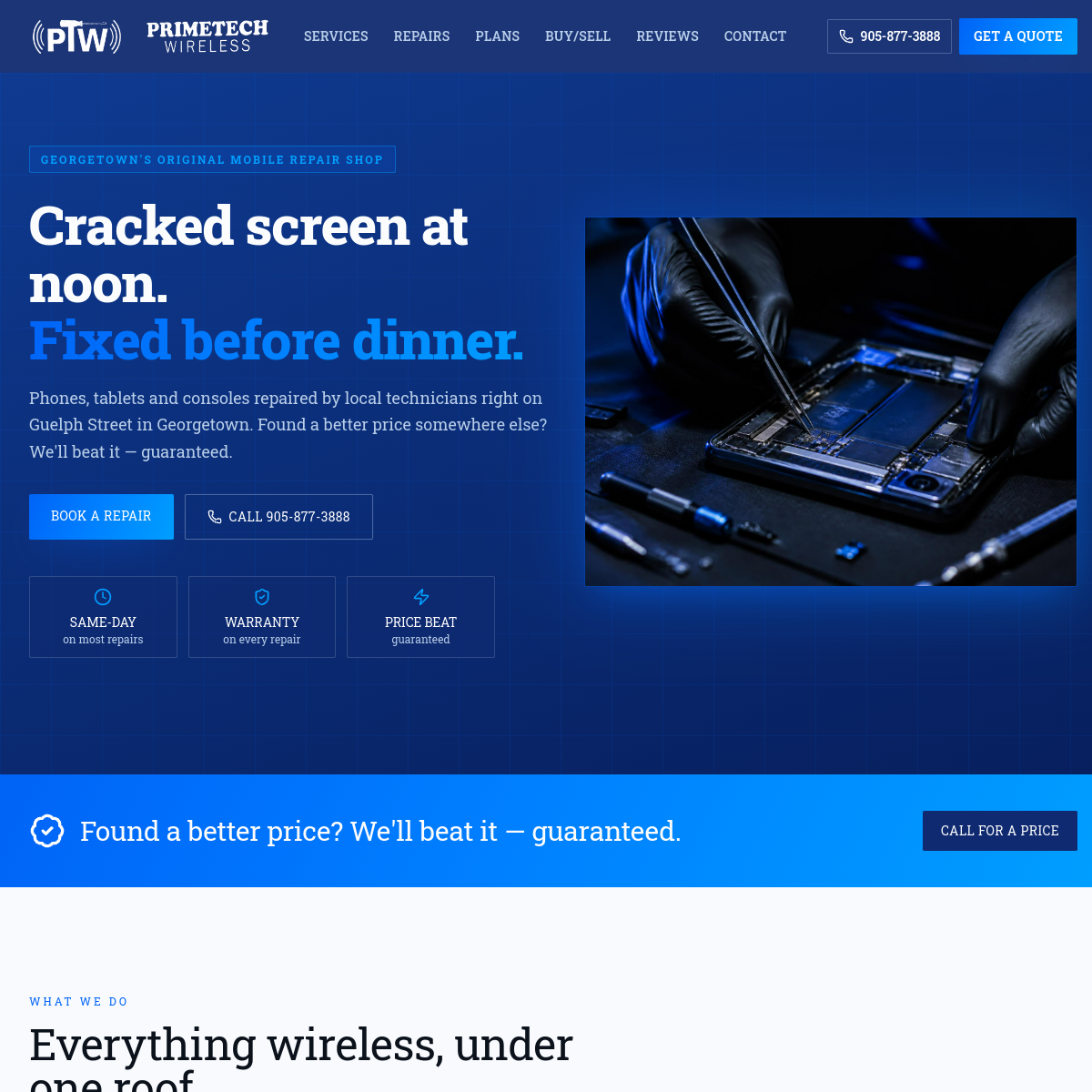PrimeTech Wireless website screenshot