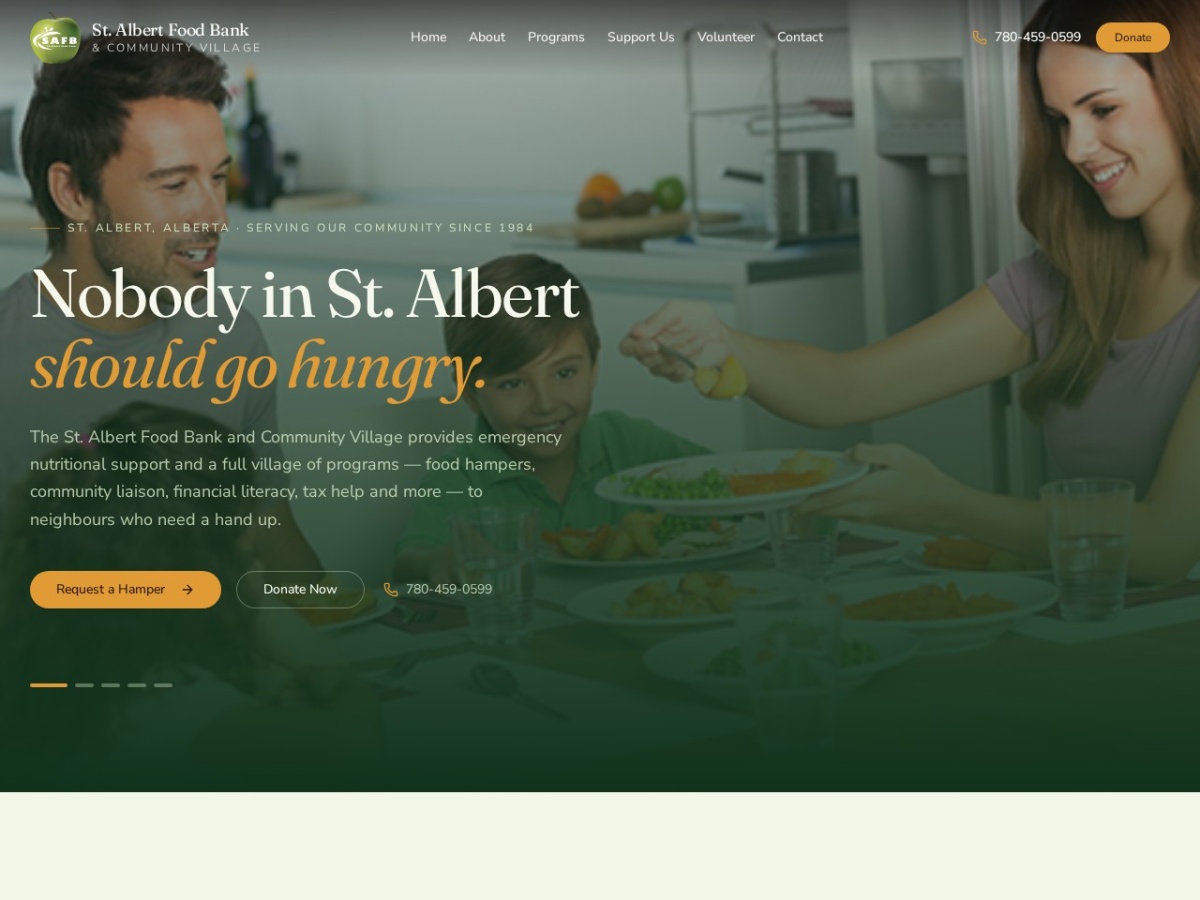St Albert Food Bank website screenshot