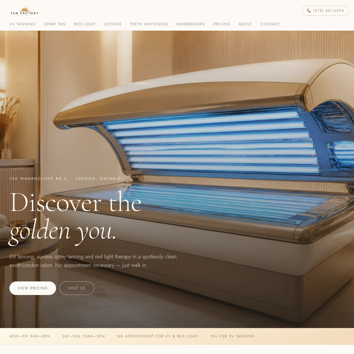Tan Factory website screenshot