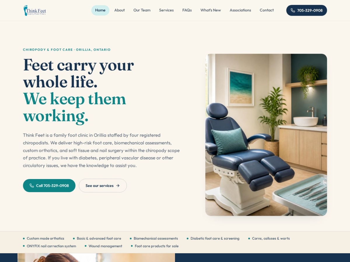 Think Feet website screenshot