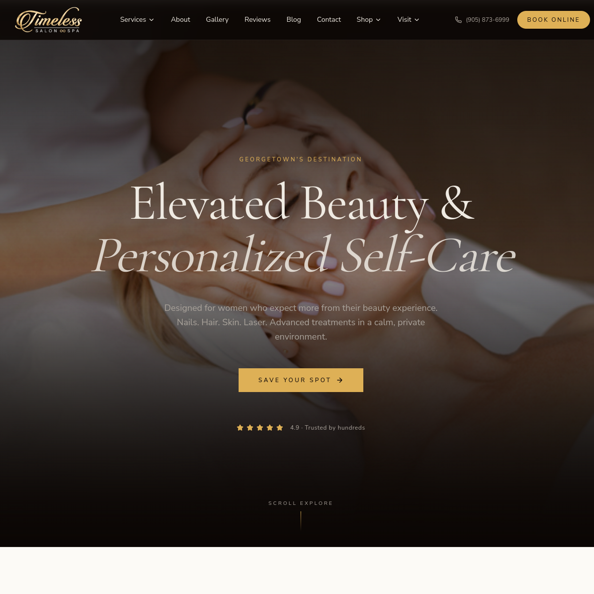 Timeless Salon website screenshot