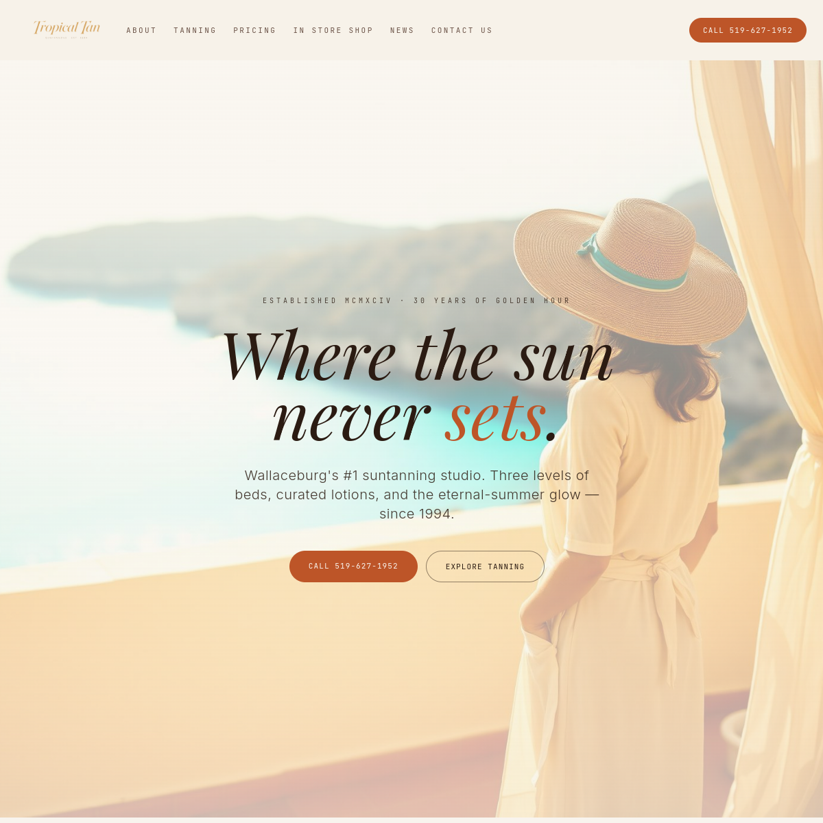 Tropical Tan website screenshot