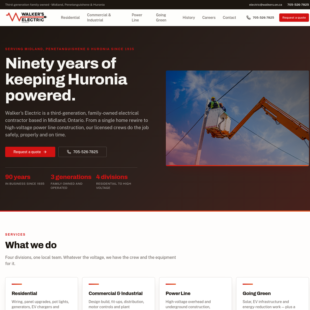 Walker's Electric website screenshot