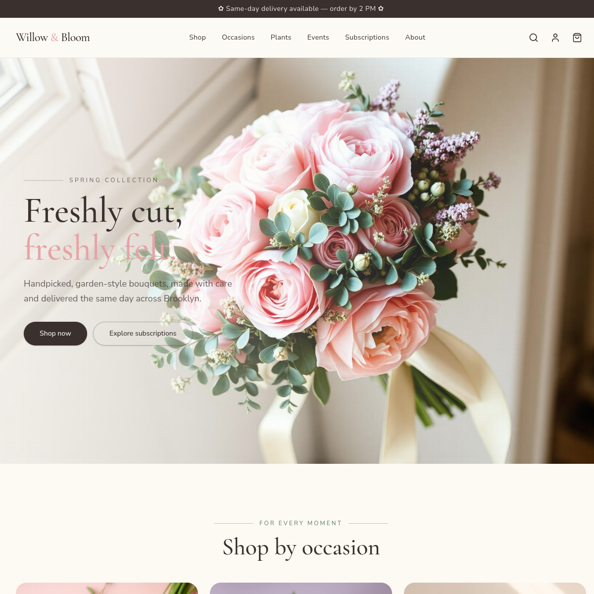 Willow & Bloom Demo website screenshot